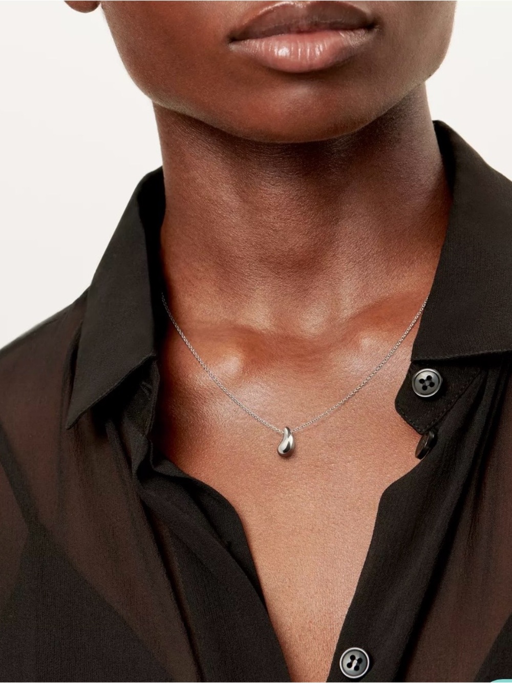 Tiffany & Co Elsa Peretti Sterling Silver Teardrop Pendant Necklace - Picture 2 of 9